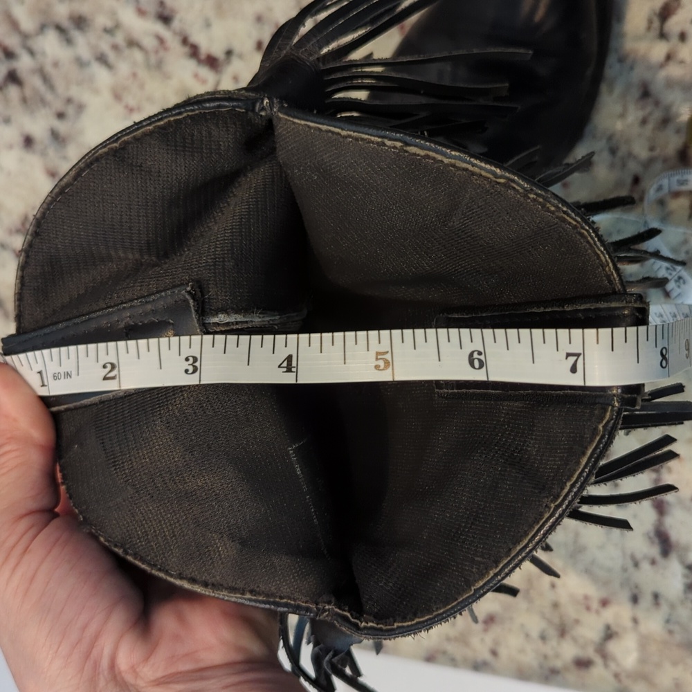 🫶8Vintage Fringed Leather Black Boots - Picture 7 of 7